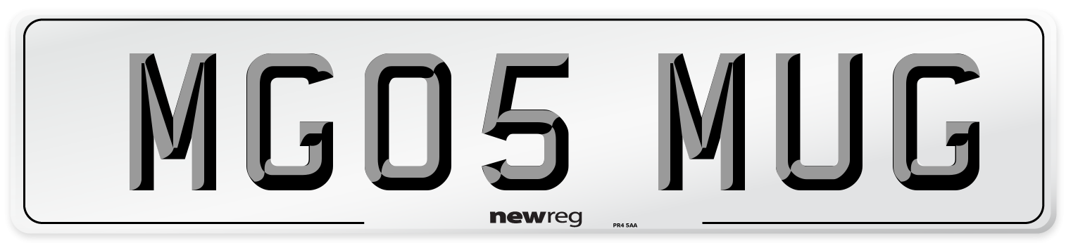 MG05 MUG Number Plate from New Reg